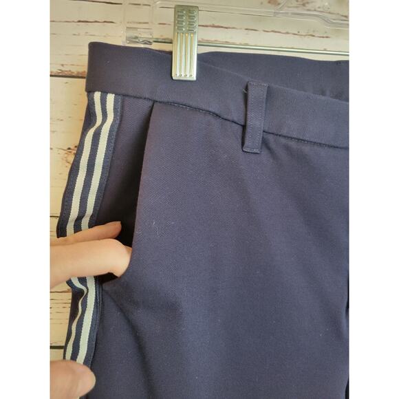 Kut From The Kloth Navy Blue Sawyer Side Striped Cropped Pants Women's Size 8 - Picture 6 of 11